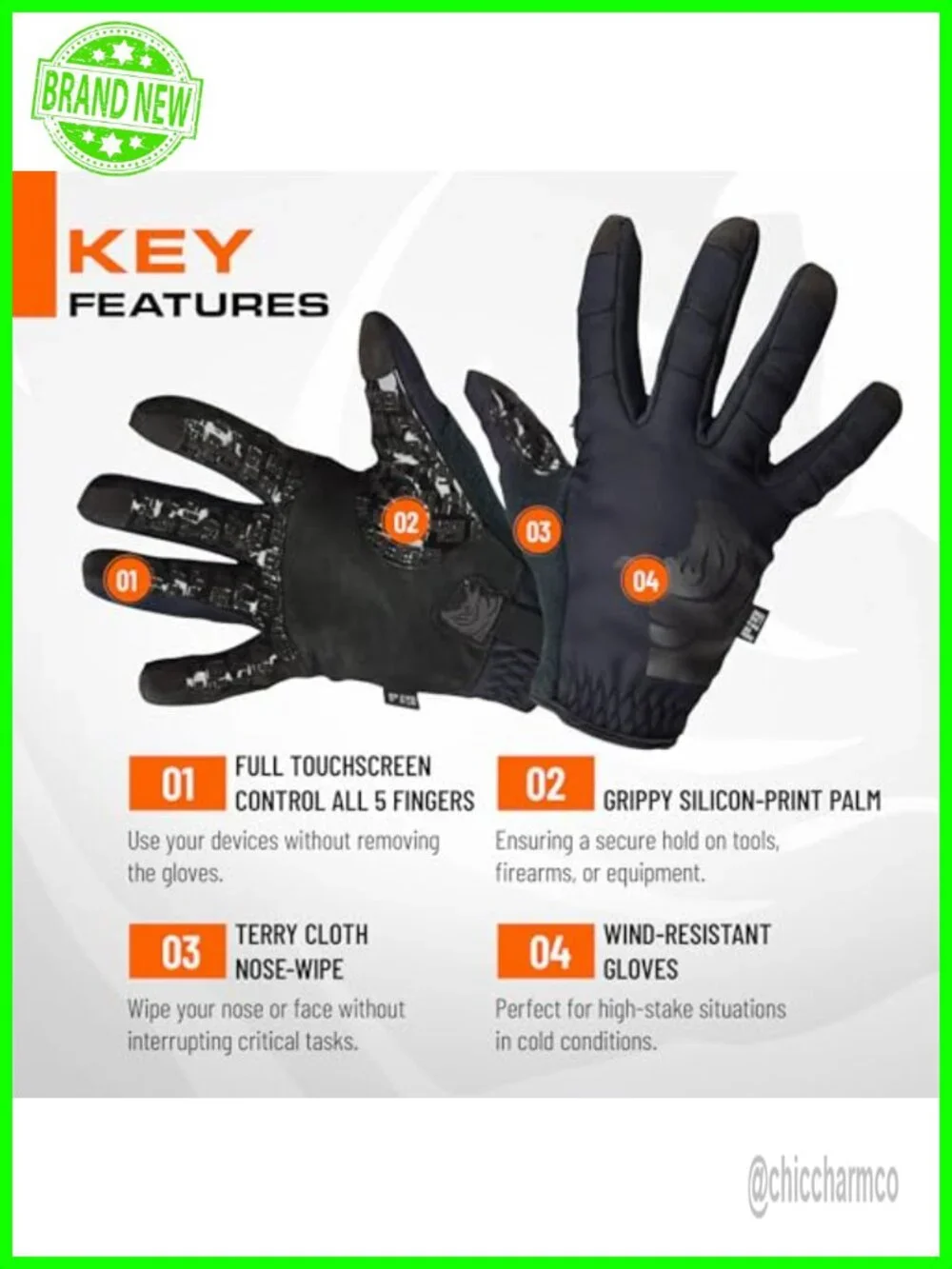 Tactical Full Dexterity Cold Weather Shooting Gloves Insulated Touchscreen